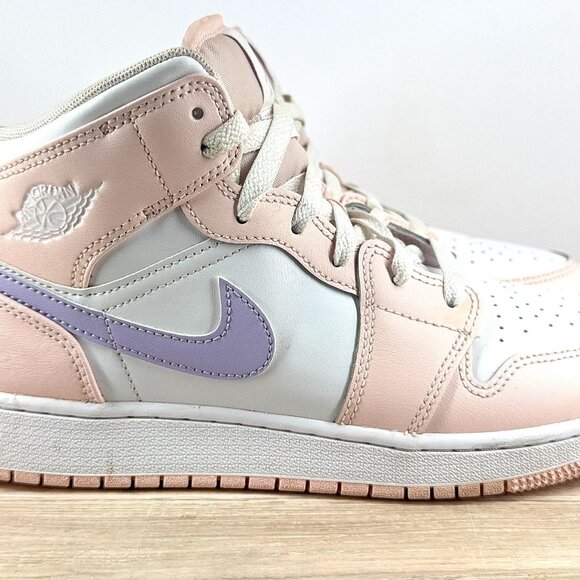 Nike Air Jordan 1 Mid GS 7Y Pink Foam Quartz Purple Sneakers Women’s 8.5 Shoes - Picture 1 of 12